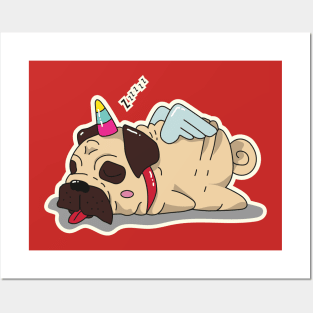 Sleeping Pugcorn Posters and Art